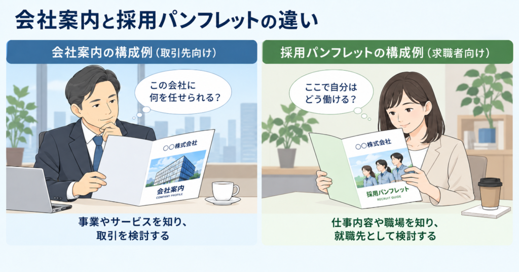 会社案内と採用パンフレットの違い